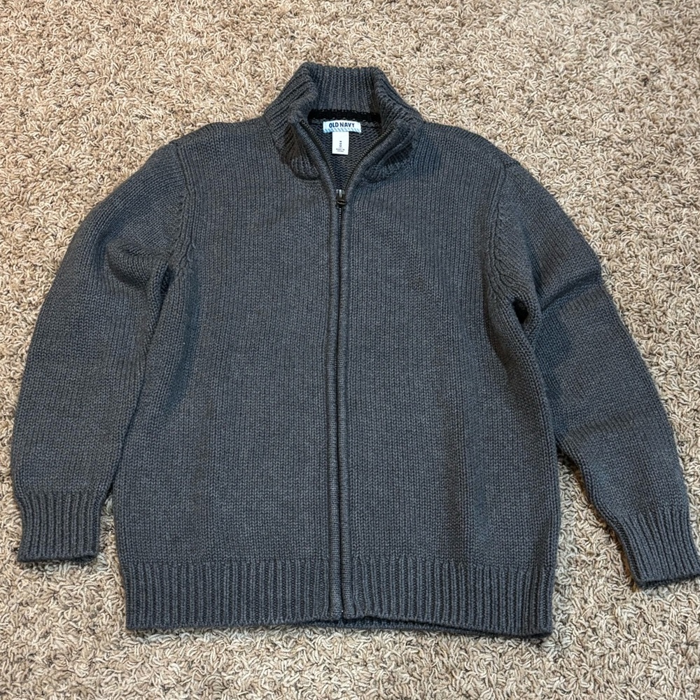 Boys Old Navy Charcoal Knit Zip-Up Sweater